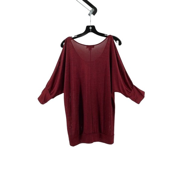 i Jeans by Buffalo Women's Metallic Red Knit Shirt Top Blouse Rhinestones Size M - Picture 3 of 12